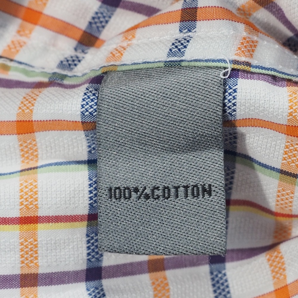 Johnston Murphy Shirt Mens Large Blue Orange Tattersall Long Sleeve Button Down - Picture 8 of 9